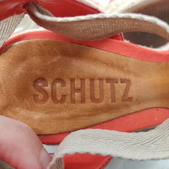 Orange Canvas Ballerina Espadrille wedge  Sandals Size 6 - Picture 8 of 9